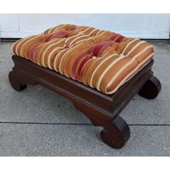 Nancy Corzine Antique American Mahogany Footstool Ottoman W Corzine Silk Velvet Stripe - 4481527