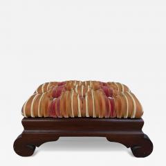 Nancy Corzine Antique American Mahogany Footstool Ottoman W Corzine Silk Velvet Stripe - 4483804