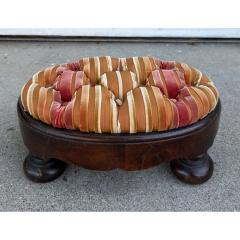 Nancy Corzine Antique French Empire Mahogany Oval Footstool W Corzine Silk Velvet Stripe - 4481531
