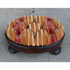 Nancy Corzine Antique French Empire Mahogany Oval Footstool W Corzine Silk Velvet Stripe - 4481532