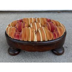 Nancy Corzine Antique French Empire Mahogany Oval Footstool W Corzine Silk Velvet Stripe - 4481533