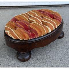 Nancy Corzine Antique French Empire Mahogany Oval Footstool W Corzine Silk Velvet Stripe - 4481534