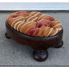 Nancy Corzine Antique French Empire Mahogany Oval Footstool W Corzine Silk Velvet Stripe - 4481535