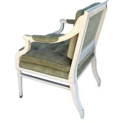 Nancy Corzine Directoire Style Nancy Corzine White Painted Green Chenille Arm Chair - 4512790