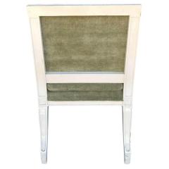 Nancy Corzine Directoire Style Nancy Corzine White Painted Green Chenille Arm Chair - 4512791