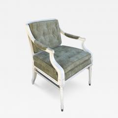 Nancy Corzine Directoire Style Nancy Corzine White Painted Green Chenille Arm Chair - 4513387