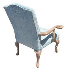 Nancy Corzine George I Style Swan Handle Arm Chair in Scalamandre Blue Cut Velvet - 4299252