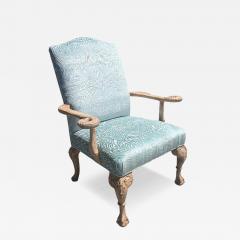 Nancy Corzine George I Style Swan Handle Arm Chair in Scalamandre Blue Cut Velvet - 4306003