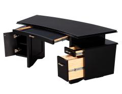 Nancy Corzine Modern Curved Black Leather Writing Desk by Nancy Corzine Fusion Desk - 2659098