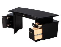 Nancy Corzine Modern Curved Black Leather Writing Desk by Nancy Corzine Fusion Desk - 2659099