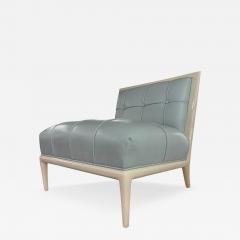 Nancy Corzine Modern Nancy Corzine Light Blue Leather Slipper Chair - 4796512