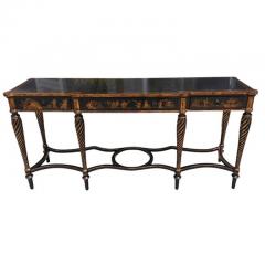 Nancy Corzine Nancy Corzine Black Gold Chinoiserie Console Table - 4215811