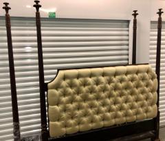 Nancy Corzine Nancy Corzine Carved Walnut Silk Tufted Designer King Size Four Poster Bed - 1608721