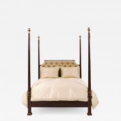 Nancy Corzine Nancy Corzine Carved Walnut Silk Tufted Designer King Size Four Poster Bed - 1610476