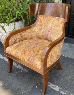 Nancy Corzine Nancy Corzing Burl Walnut Klismos Club Chair Kravet Couture Paisley Velvet - 2647322