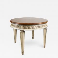 Nancy Corzine Neoclassical Nancy Corzine Greek Key Silver Giltwood Round Side Table - 2515726