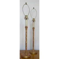 Nancy Corzine Pair of Nancy Corzine Giltwood Candlestick Table Lamps - 4107622