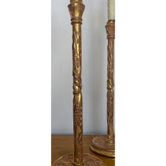 Nancy Corzine Pair of Nancy Corzine Giltwood Candlestick Table Lamps - 4107643