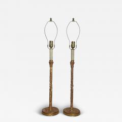 Nancy Corzine Pair of Nancy Corzine Giltwood Candlestick Table Lamps - 4110072