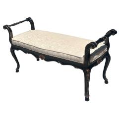 Nancy Corzine Regency Style Black Gold Bench W Nancy Corzine Sag Harbor Fabric - 4299254