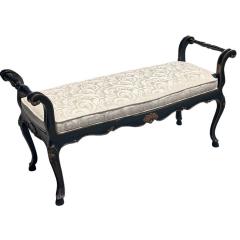 Nancy Corzine Regency Style Black Gold Bench W Nancy Corzine Sag Harbor Fabric - 4299255