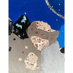 Nancy Goodman Lawrence Acrylic Collage Painting New Blue - 4722823
