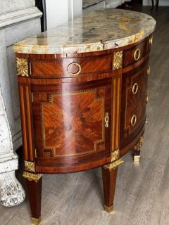 Napoleon III Demi Lune In laid Marquetry Commode Breccia Medicea Marble top - 4717481