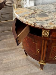 Napoleon III Demi Lune In laid Marquetry Commode Breccia Medicea Marble top - 4717484