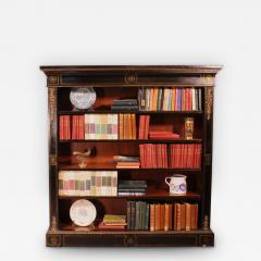 Napoleon III Open Bookcase In Blackened Wood And Brass Marquetry 19th Century - 2635184