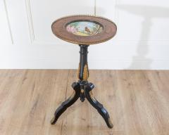 Napoleon III Pedestal Table with Marquetry and Painted Earthenware Basin France - 4375347