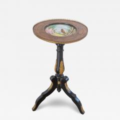 Napoleon III Pedestal Table with Marquetry and Painted Earthenware Basin France - 4379237