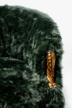 Napoleon III Style Chairs in Emerald Sheepskin on Gilt Rope Tassel Frames - 2435800