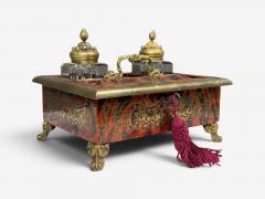 Napoleon lll French Inkwell Desk Set Boulle Inlay Tortoise France 19th c  - 4591228