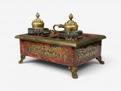 Napoleon lll French Inkwell Desk Set Boulle Inlay Tortoise France 19th c  - 4591230