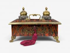 Napoleon lll French Inkwell Desk Set Boulle Inlay Tortoise France 19th c  - 4591231