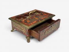 Napoleon lll French Inkwell Desk Set Boulle Inlay Tortoise France 19th c  - 4591233