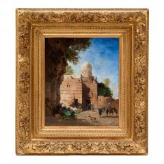 Narcisse Berch re Antique French Orientalist oil painting of a street scene by Berch re - 4220886