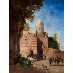 Narcisse Berch re Antique French Orientalist oil painting of a street scene by Berch re - 4220933