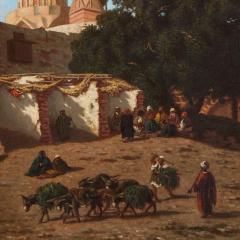 Narcisse Berch re Orientalist oil painting of a mosque in Cairo by Berch re - 3724505