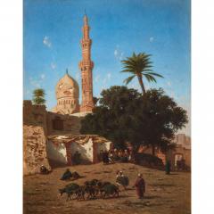 Narcisse Berch re Orientalist oil painting of a mosque in Cairo by Berch re - 3724508