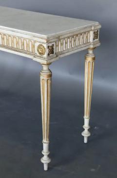 Narrow Louis XVI Style French Console with Marble Top - 3525161