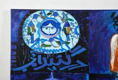 Nasser Ovissi Four Blue Squares Oil on Canvas Painting - 2137426