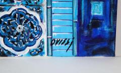 Nasser Ovissi Four Blue Squares Oil on Canvas Painting - 2137431