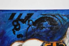 Nasser Ovissi Four Blue Squares Oil on Canvas Painting - 2137433