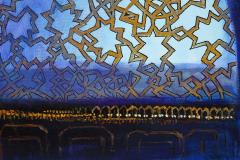 Nasser Ovissi Four Blue Squares Oil on Canvas Painting - 2137437