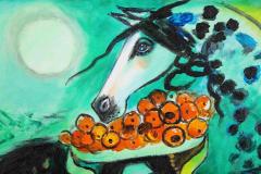 Nasser Ovissi Girl with Arabian Horses Oil on Canvas - 2137459