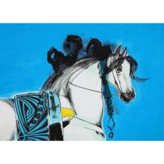 Nasser Ovissi Iranian Born 1934 Arabian Horse Oil on Canvas Painting - 1264642