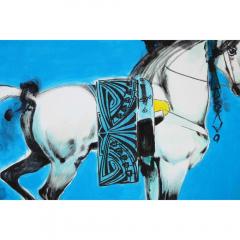 Nasser Ovissi Iranian Born 1934 Arabian Horse Oil on Canvas Painting - 1264644