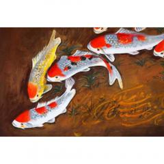 Nasser Ovissi Iranian Born 1934 Koi Fish Oil on Canvas Painting - 1264668