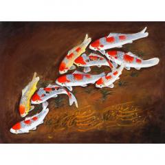 Nasser Ovissi Iranian Born 1934 Koi Fish Oil on Canvas Painting - 1264670